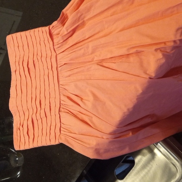 Lusana Arlo dress pink coral strapless light cotton summer unlined smocked 6 euc - Picture 6 of 8